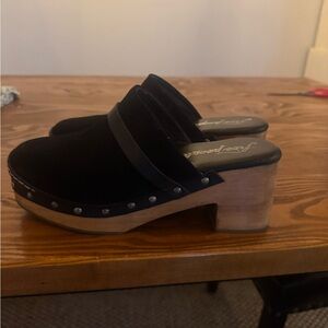 Free People Black Suede Clogs